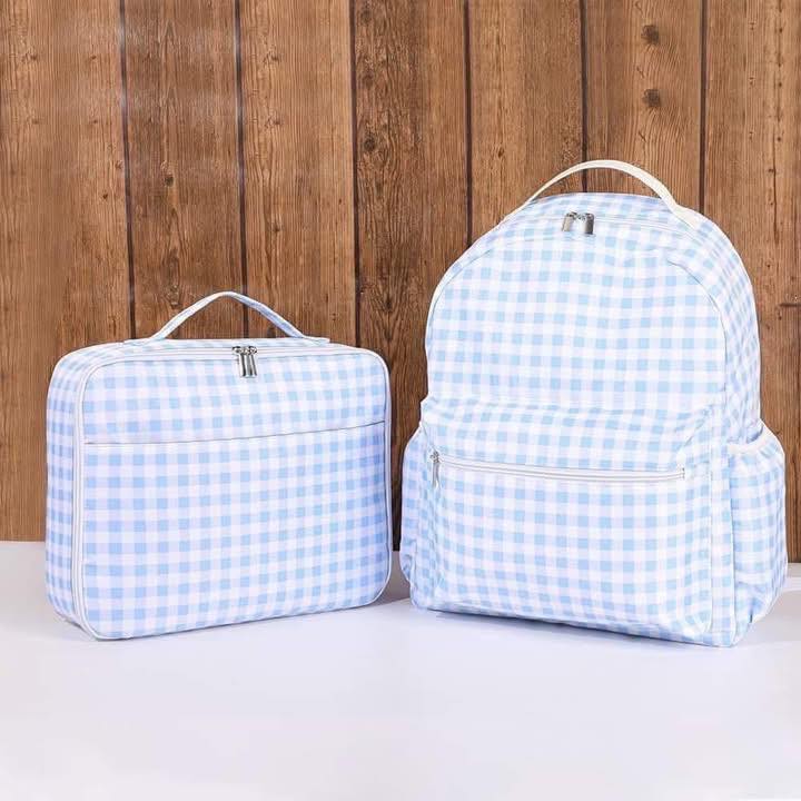 Gingham Backpack Blue