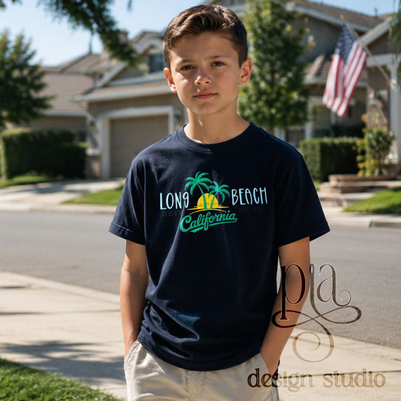 Embroidered Long Beach Kids Tees